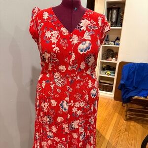 Red Floral summer dress